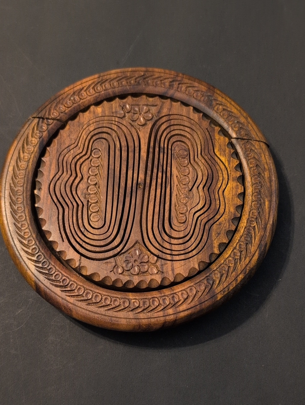 Hand-Carved Wooden Collapsible Bowl